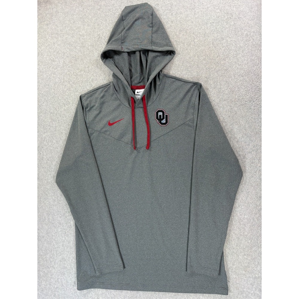 Oklahoma Sooners Nike Stitched Logo Campus Hoodie Pullover (Men's Medium) Gray